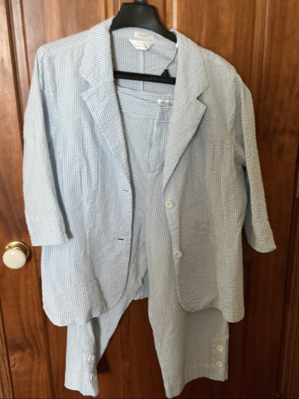 CJ Banks Blue and White Striped Stretch Capris and Jacket